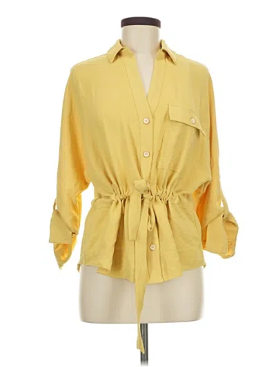 Pre-owned Zara 3/4 Sleeve Button Down Shirt In Yellow