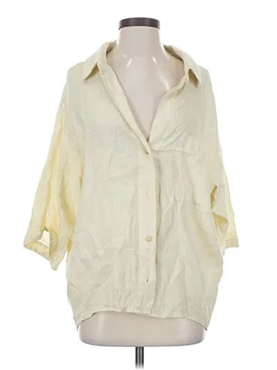 Pre-owned Zara 3/4 Sleeve Button Down Shirt In Yellow