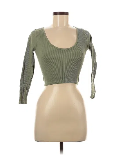 Pre-owned Zara 3/4 Sleeve T-shirt In Green