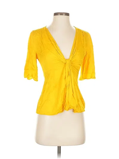 Pre-owned Zara 3/4 Sleeve T-shirt In Yellow