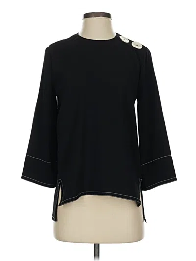 Zara 3/4 Sleeve Top Black Boatneck Tops