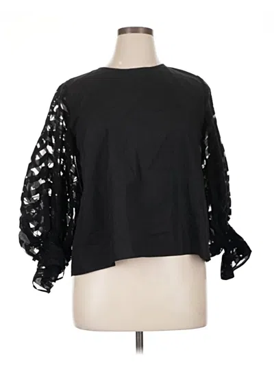 Pre-owned Zara 3/4 Sleeve Top Black Cold Shoulder Neckline Tops