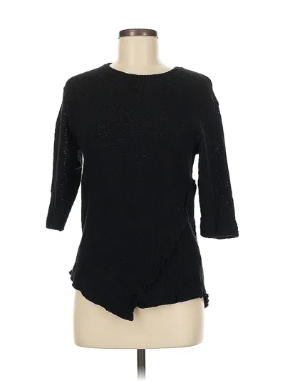 Pre-owned Zara 3/4 Sleeve Top Black Crew Neck Tops