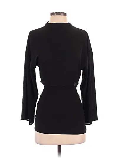 Zara 3/4 Sleeve Top Black Keyhole Neckline Tops