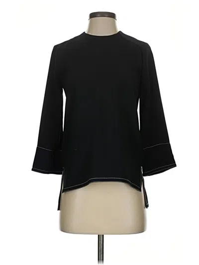 Pre-owned Zara 3/4 Sleeve Top Black Mock Neckline Tops