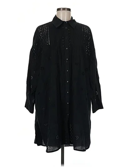 Pre-owned Zara 3/4 Sleeve Top Black Mock Neckline Tops