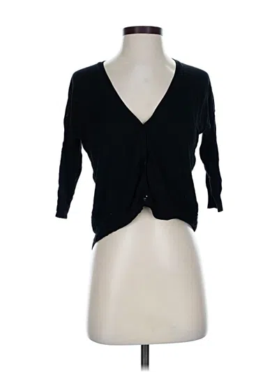 Pre-owned Zara 3/4 Sleeve Top Black Plunge Neckline Tops