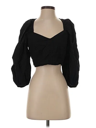 Pre-owned Zara 3/4 Sleeve Top Black Sweetheart Neckline Tops