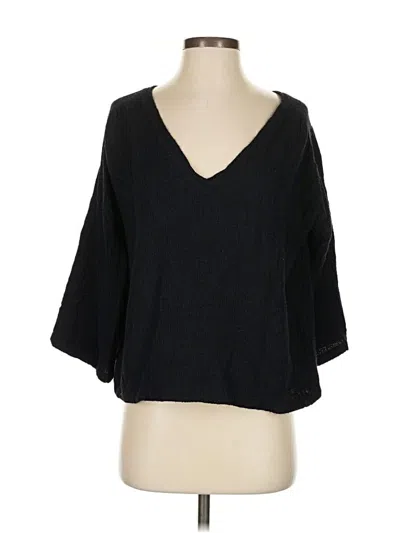 Pre-owned Zara 3/4 Sleeve Top Black V Neck Tops