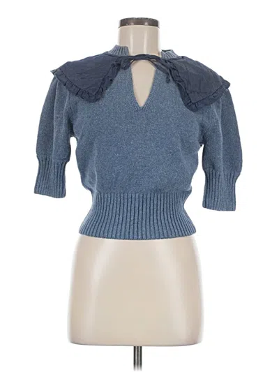 Zara 3/4 Sleeve Top Blue Keyhole Neckline Tops