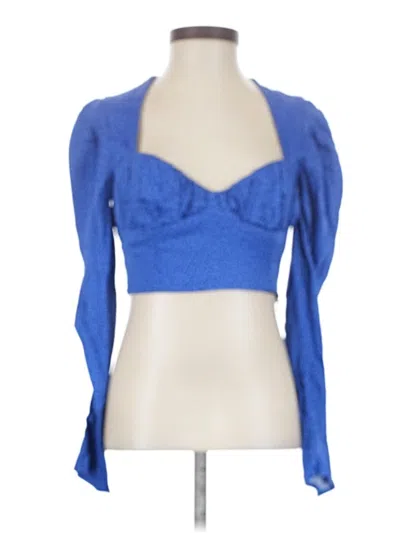 Pre-owned Zara 3/4 Sleeve Top Blue Sweetheart Neckline Tops