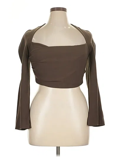 Pre-owned Zara 3/4 Sleeve Top Brown Strapless Neckline Tops