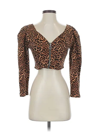 Pre-owned Zara 3/4 Sleeve Top Brown Sweetheart Neckline Tops