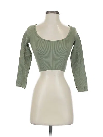 Pre-owned Zara 3/4 Sleeve Top Green Sweetheart Neckline Tops