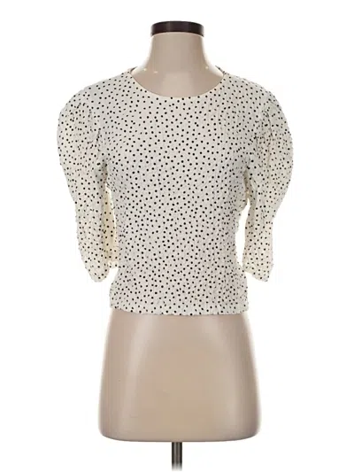 Pre-owned Zara 3/4 Sleeve Top Ivory Square Neckline Tops