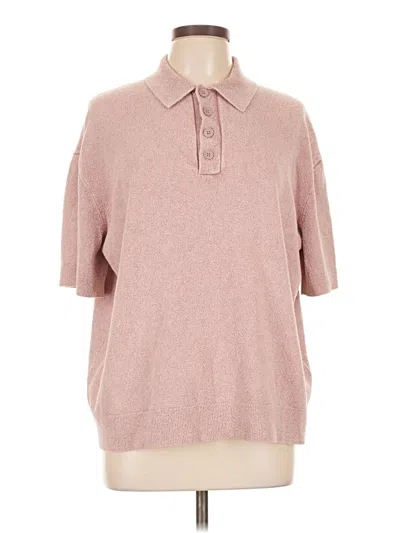 Pre-owned Zara 3/4 Sleeve Top Pink Collared Neckline Tops