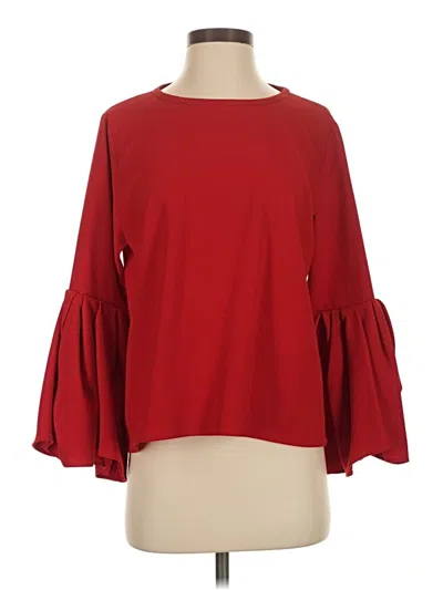 Zara 3/4 Sleeve Top Red Boatneck Tops
