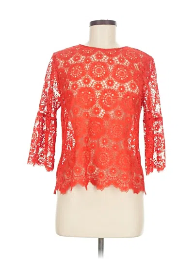 Pre-owned Zara 3/4 Sleeve Top Red Sweetheart Neckline Tops