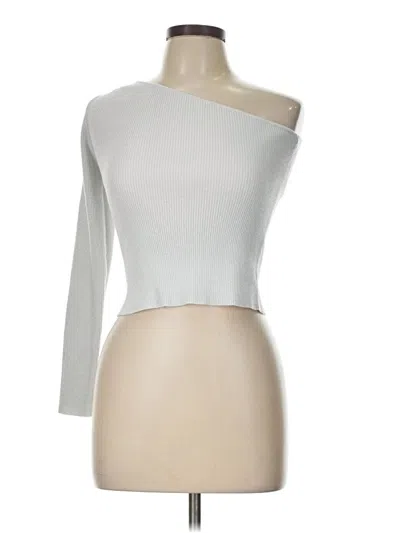 Pre-owned Zara 3/4 Sleeve Top Silver One Shoulder Neckline Tops
