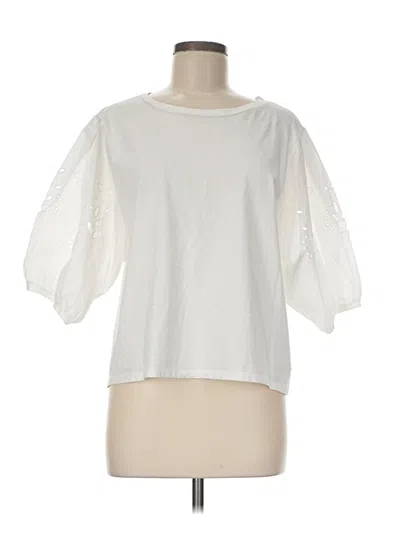 Pre-owned Zara 3/4 Sleeve Top White Boatneck Tops