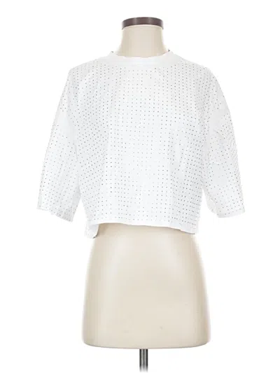 Pre-owned Zara 3/4 Sleeve Top White Mock Neckline Tops