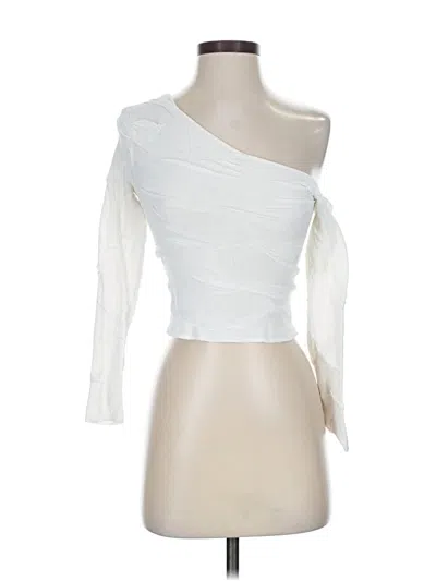 Pre-owned Zara 3/4 Sleeve Top White One Shoulder Neckline Tops
