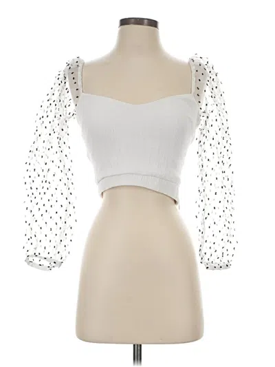 Pre-owned Zara 3/4 Sleeve Top White Sweetheart Neckline Tops