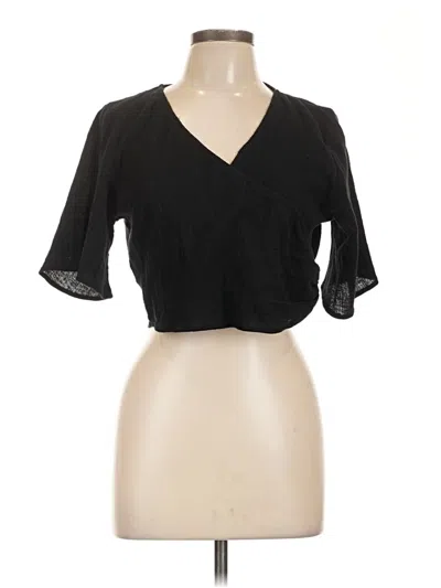 Pre-owned Zara 3/4 Sleeve T-shirt In Black