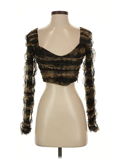 Pre-owned Zara 3/4 Sleeve T-shirt In Brown