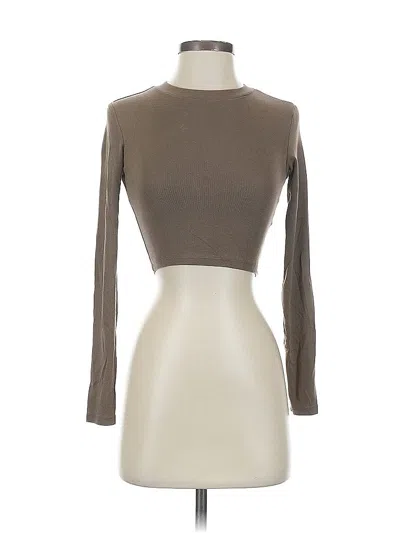 Pre-owned Zara 3/4 Sleeve T-shirt In Brown