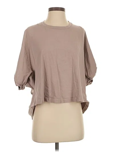 Pre-owned Zara 3/4 Sleeve T-shirt In Brown
