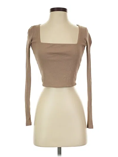 Pre-owned Zara 3/4 Sleeve T-shirt In Brown