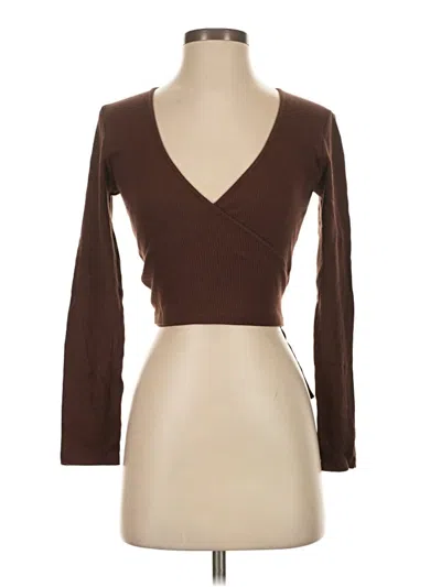 Pre-owned Zara 3/4 Sleeve T-shirt In Brown