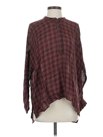 Pre-owned Zara 3/4 Sleeve T-shirt In Burgundy