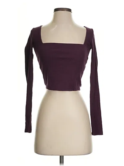 Pre-owned Zara 3/4 Sleeve T-shirt In Burgundy