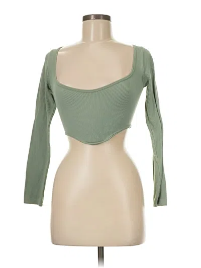 Pre-owned Zara 3/4 Sleeve T-shirt In Green