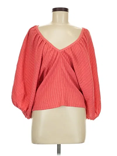 Zara 3/4 Sleeve T-shirt In Red