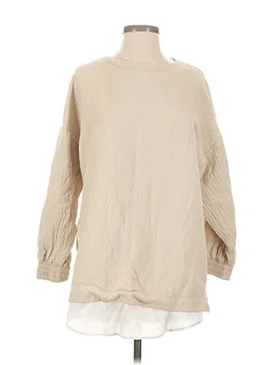 Pre-owned Zara 3/4 Sleeve T-shirt In Tan