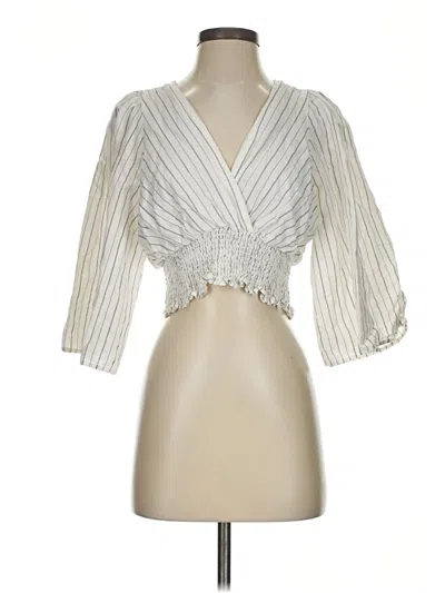 Pre-owned Zara 3/4 Sleeve T-shirt In White