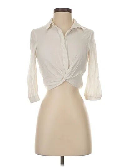 Pre-owned Zara 3/4 Sleeve T-shirt In White