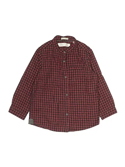 Pre-owned Zara Baby Kids' Long Sleeve Button Down Shirt In Burgundy