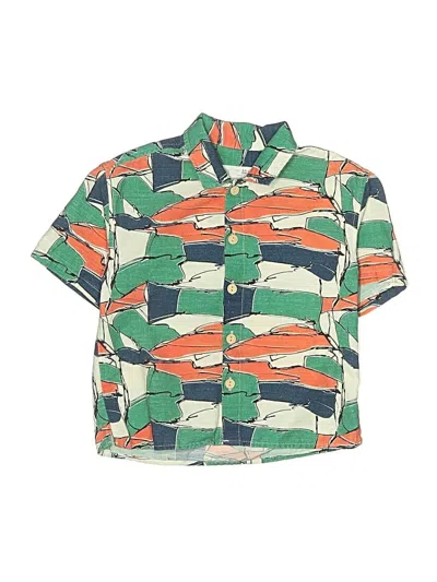 Pre-owned Zara Baby Kids' Short Sleeve Button Down Shirt In Green