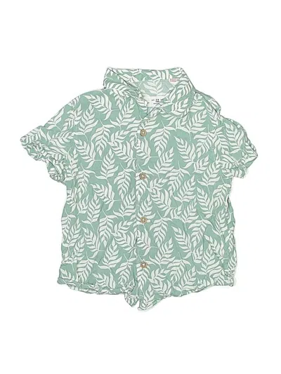 Pre-owned Zara Baby Kids' Short Sleeve Button Down Shirt In Green