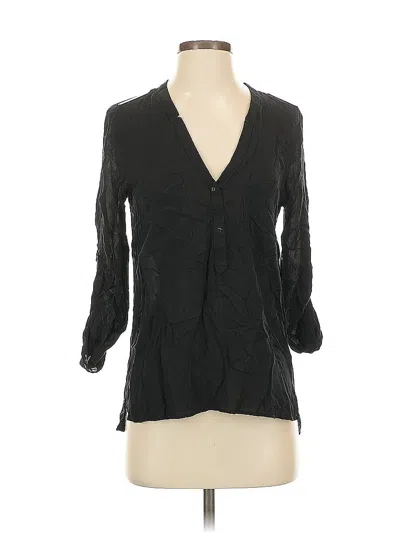 Pre-owned Zara Basic 3/4 Sleeve Blouse In Black