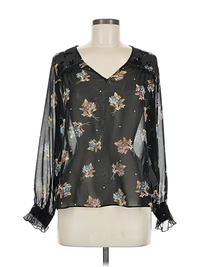 Pre-owned Zara Basic 3/4 Sleeve Blouse In Black