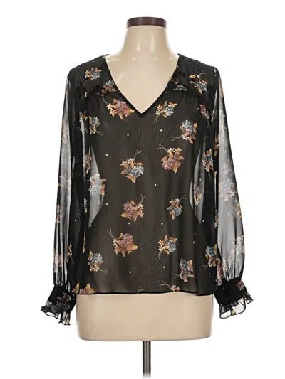 Pre-owned Zara Basic 3/4 Sleeve Blouse In Black