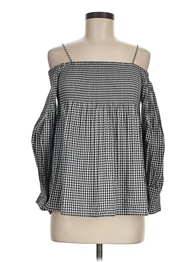 Pre-owned Zara Basic 3/4 Sleeve Blouse In Black