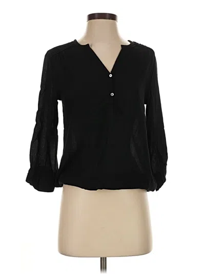 Pre-owned Zara Basic 3/4 Sleeve Blouse In Black