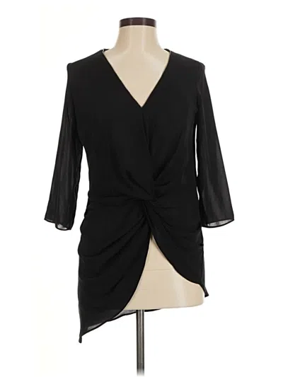 Pre-owned Zara Basic 3/4 Sleeve Blouse In Black