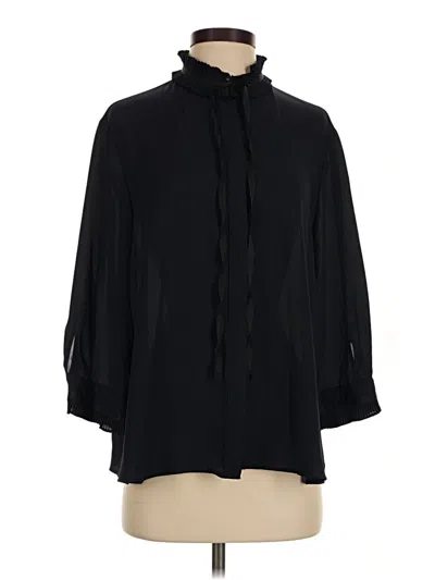 Pre-owned Zara Basic 3/4 Sleeve Blouse In Black
